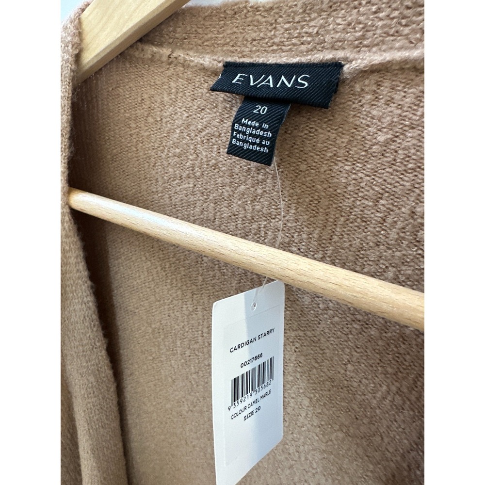 NEW EVANS Starry Camel Star Print Longline Open Front Cardigan Plus Size 20 - Picture 6 of 10